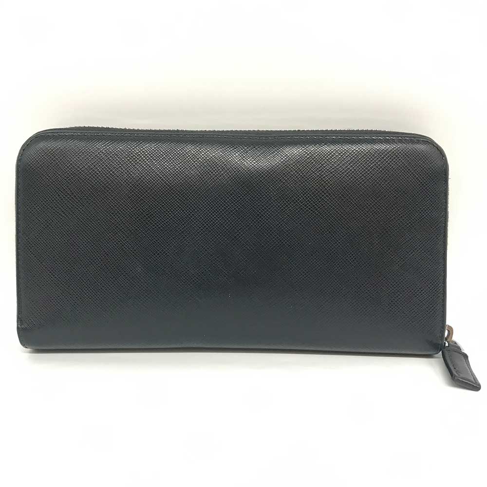 Prada Saffiano Leather Zip Wallet Black