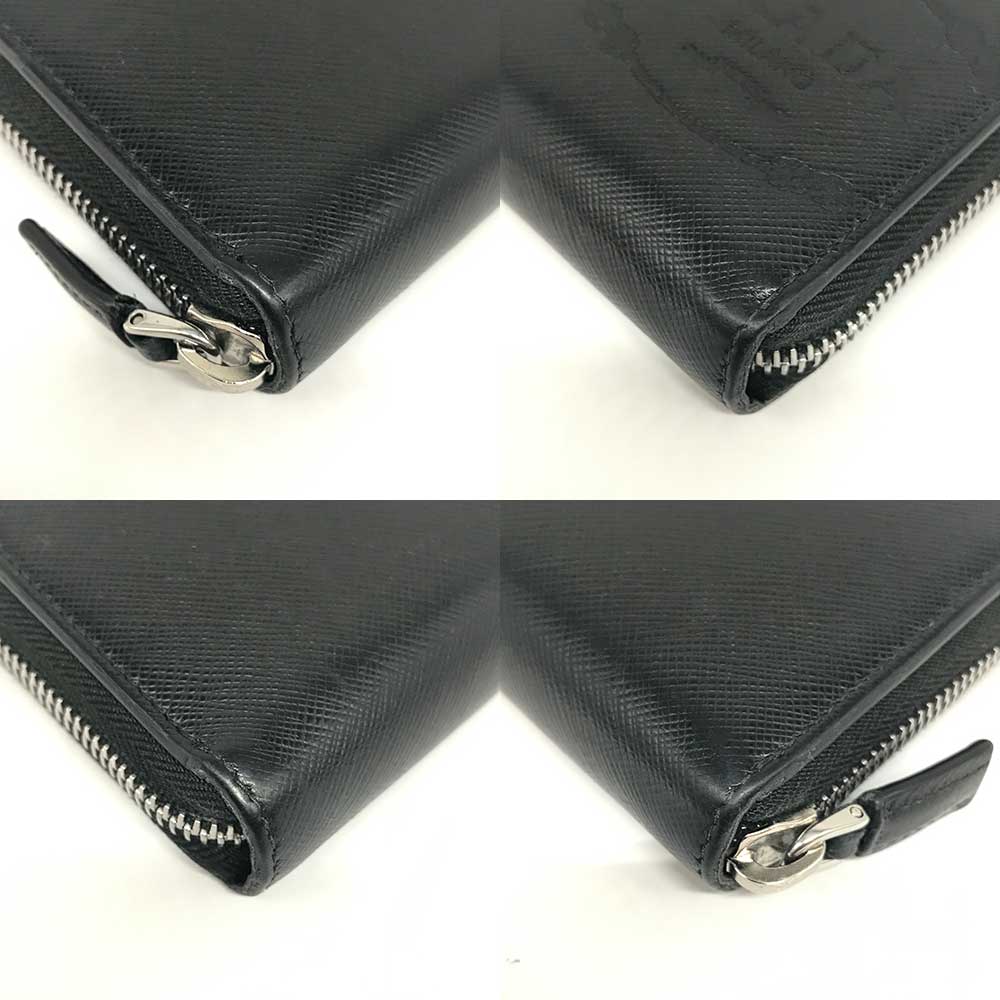 Prada Saffiano Leather Zip Wallet Black