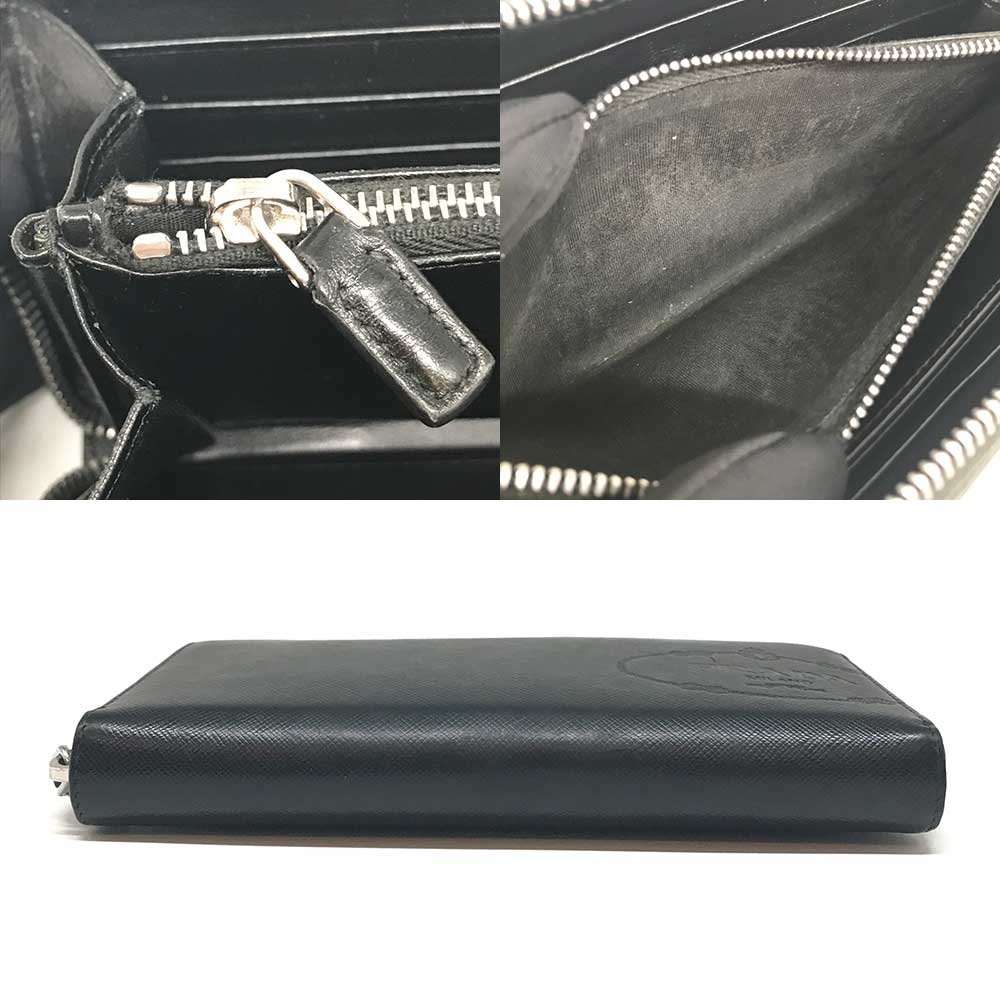 Prada Saffiano Leather Zip Wallet Black