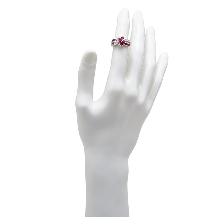 K18WG White Gold Ruby 1.00ct Diamond 0.20ct Ring in Excellent Condition