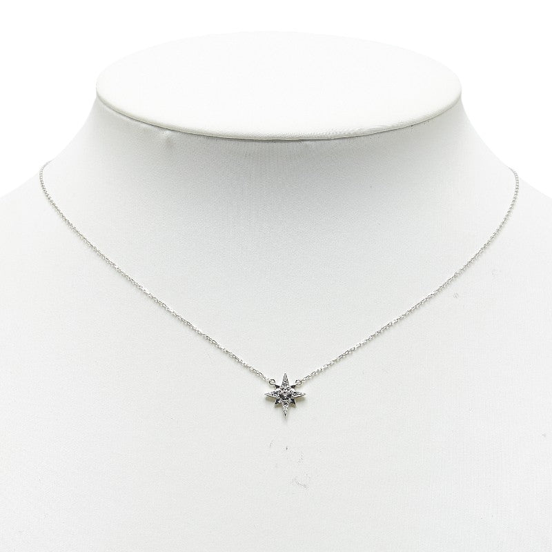 K18WG White Gold Diamond 0.06ct Star Necklace in Excellent Condition