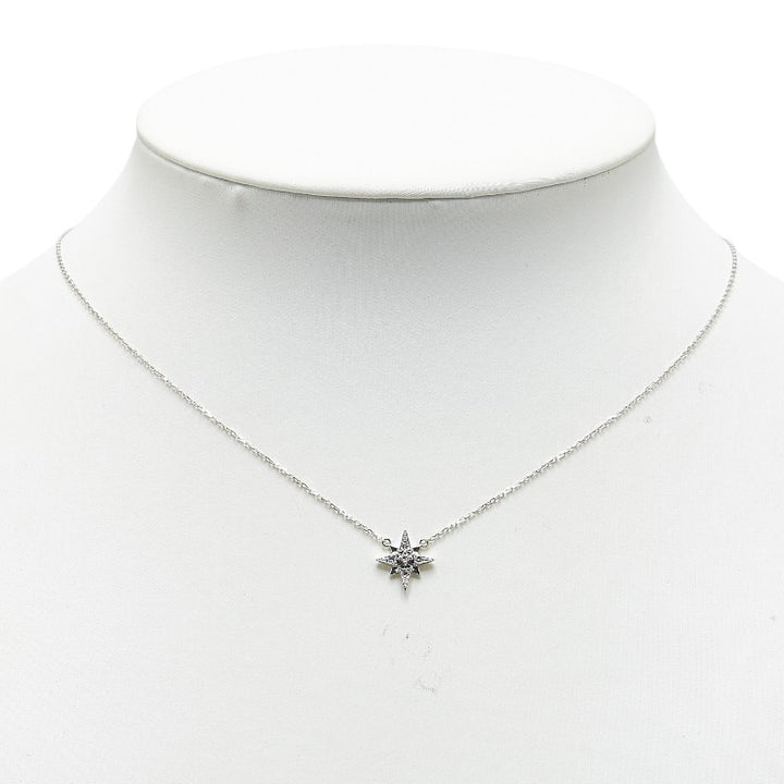 K18WG White Gold Diamond 0.06ct Star Necklace in Excellent Condition