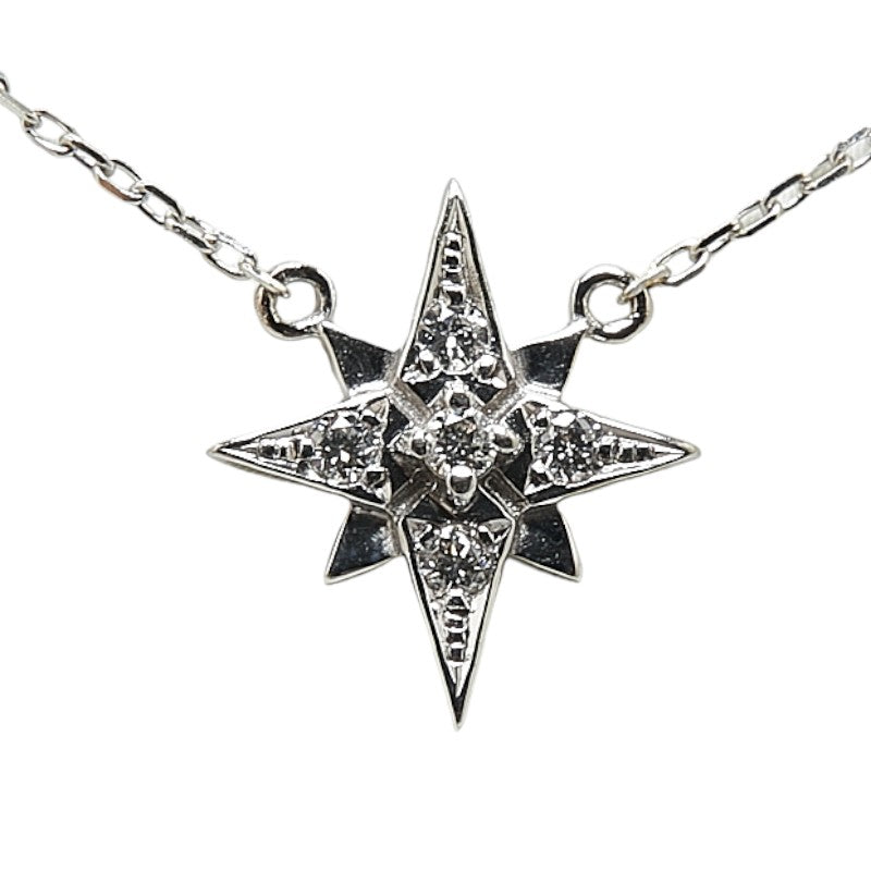 K18WG White Gold Diamond 0.06ct Star Necklace in Excellent Condition