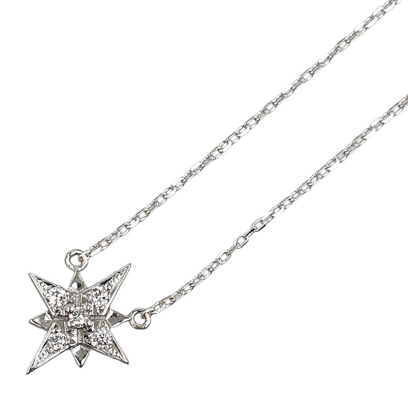 K18WG White Gold Diamond 0.06ct Star Necklace in Excellent Condition