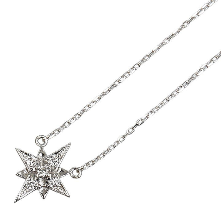 K18WG White Gold Diamond 0.06ct Star Necklace in Excellent Condition