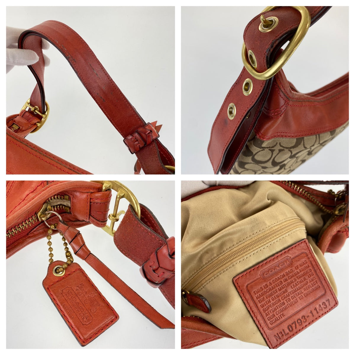 Coach Signature Canvas/Leather Shoulder Bag L0793-11437 in Good Condition