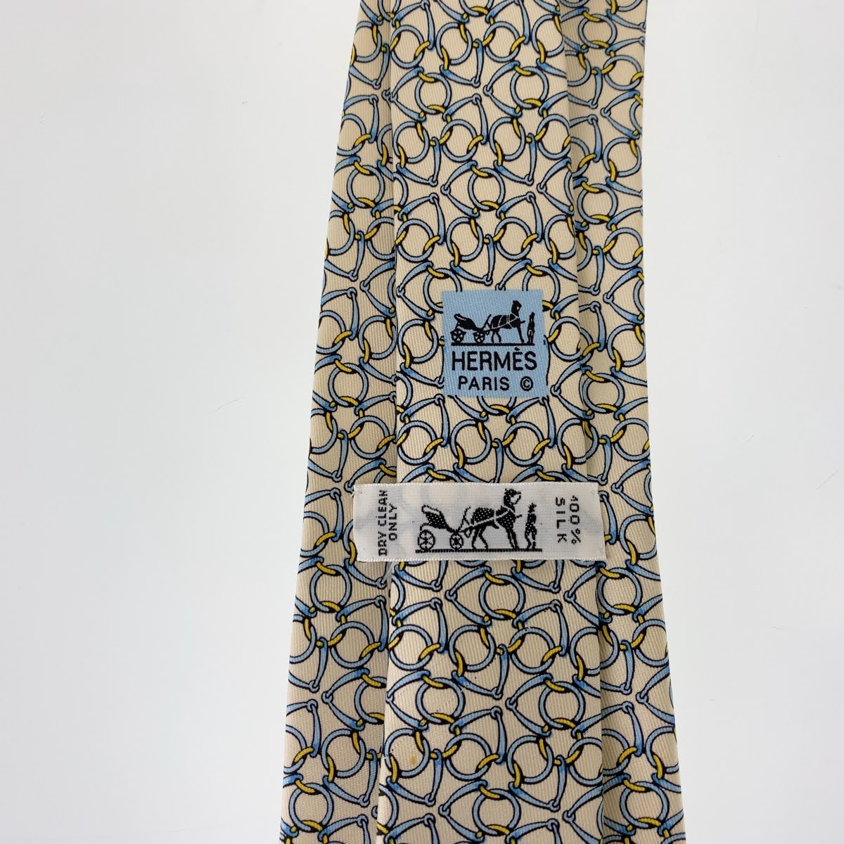 Hermes Silk Chain Pattern Tie 300322 in Very Good Condition