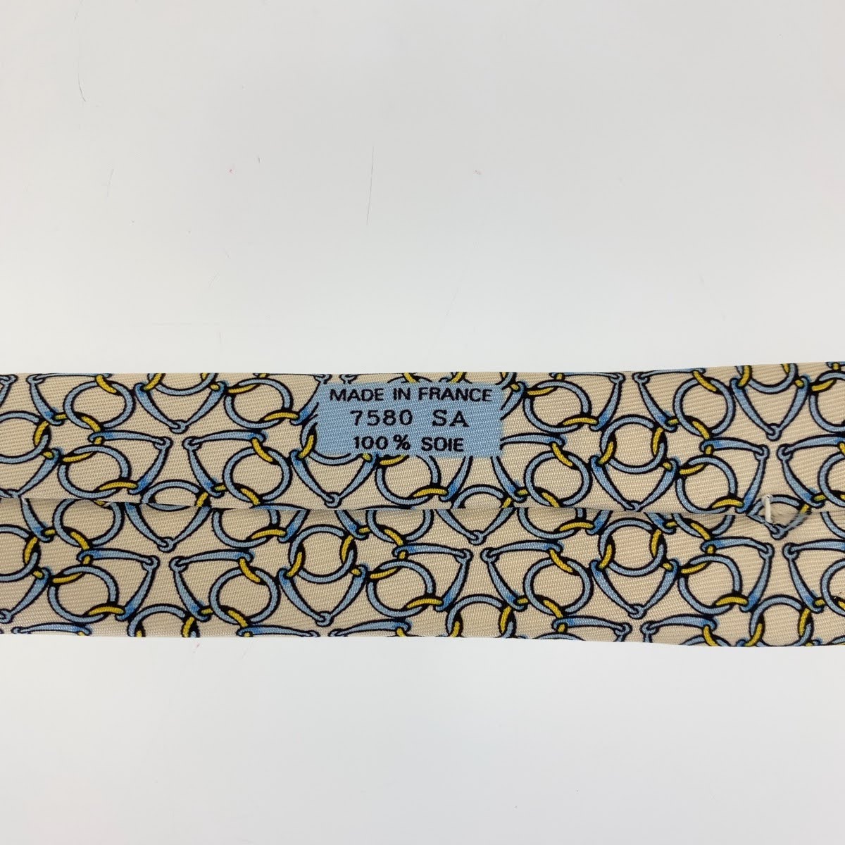 Hermes Silk Chain Pattern Tie 300322 in Very Good Condition