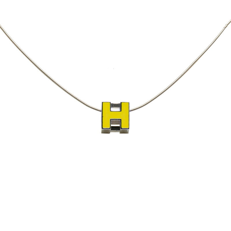 Hermes Caged d'H Necklace H Cube Silver Yellow Metal in Great Condition