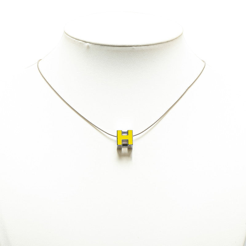 Hermes Caged d'H Necklace H Cube Silver Yellow Metal in Great Condition