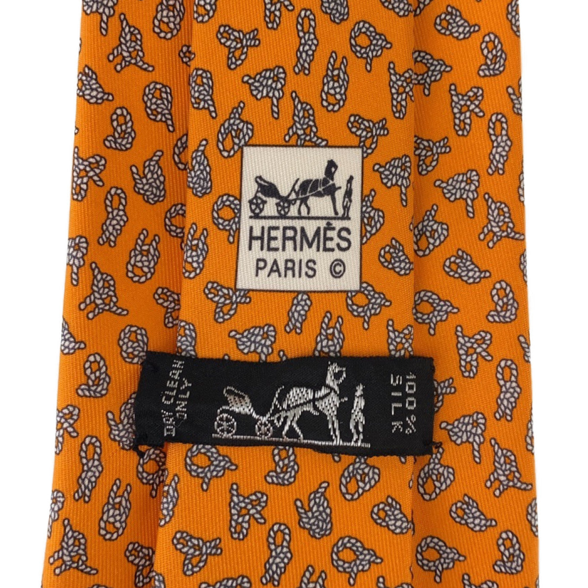 Hermes Silk Rope Pattern Tie 300839 in Very Good Condition