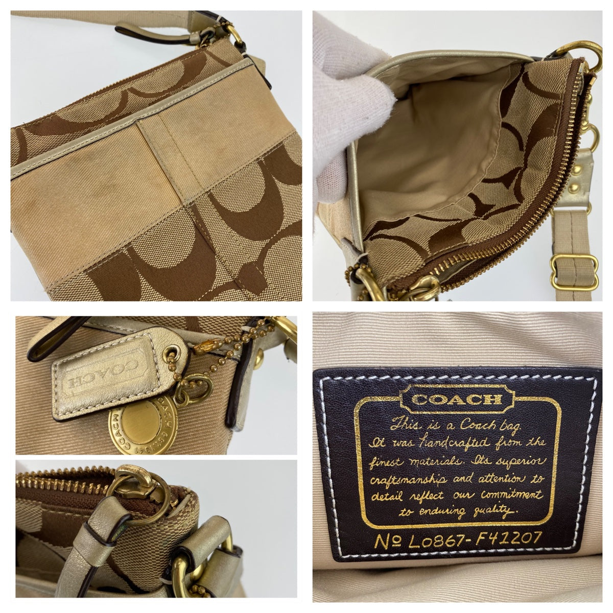 Coach Canvas Shoulder Bag Lo867-F41207 in Very Good Condition