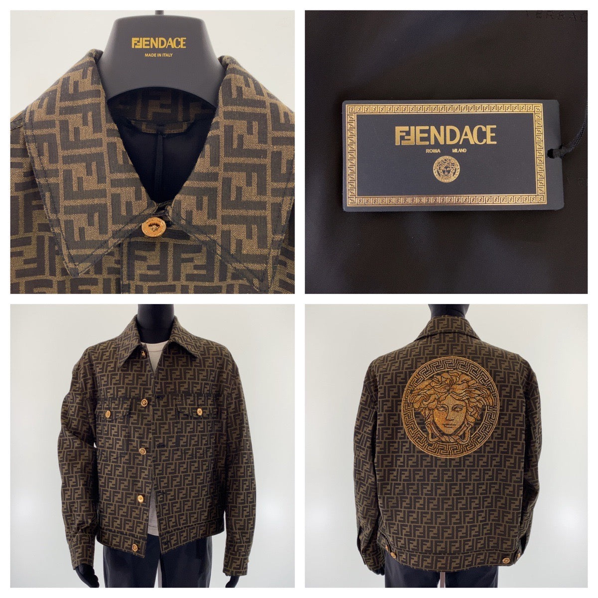 Fendi Fendace Zucca Medusa Jacquard Blazer Jacket 52 in Excellent Condition