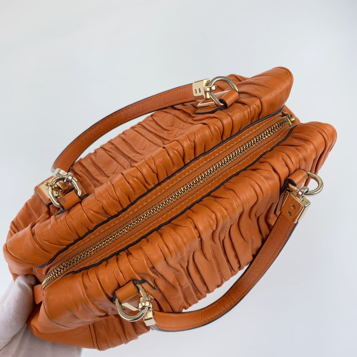 Coach Orange Leather Handbag Pouch M1394-30782 in Very Good Condition