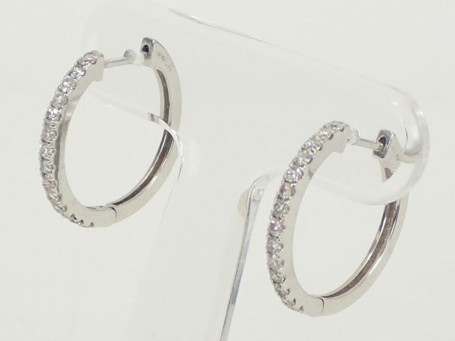 Women's 0.25ct Diamond Hoop Design Earrings in K18 White Gold, Silver, Never Used, Pre-owned