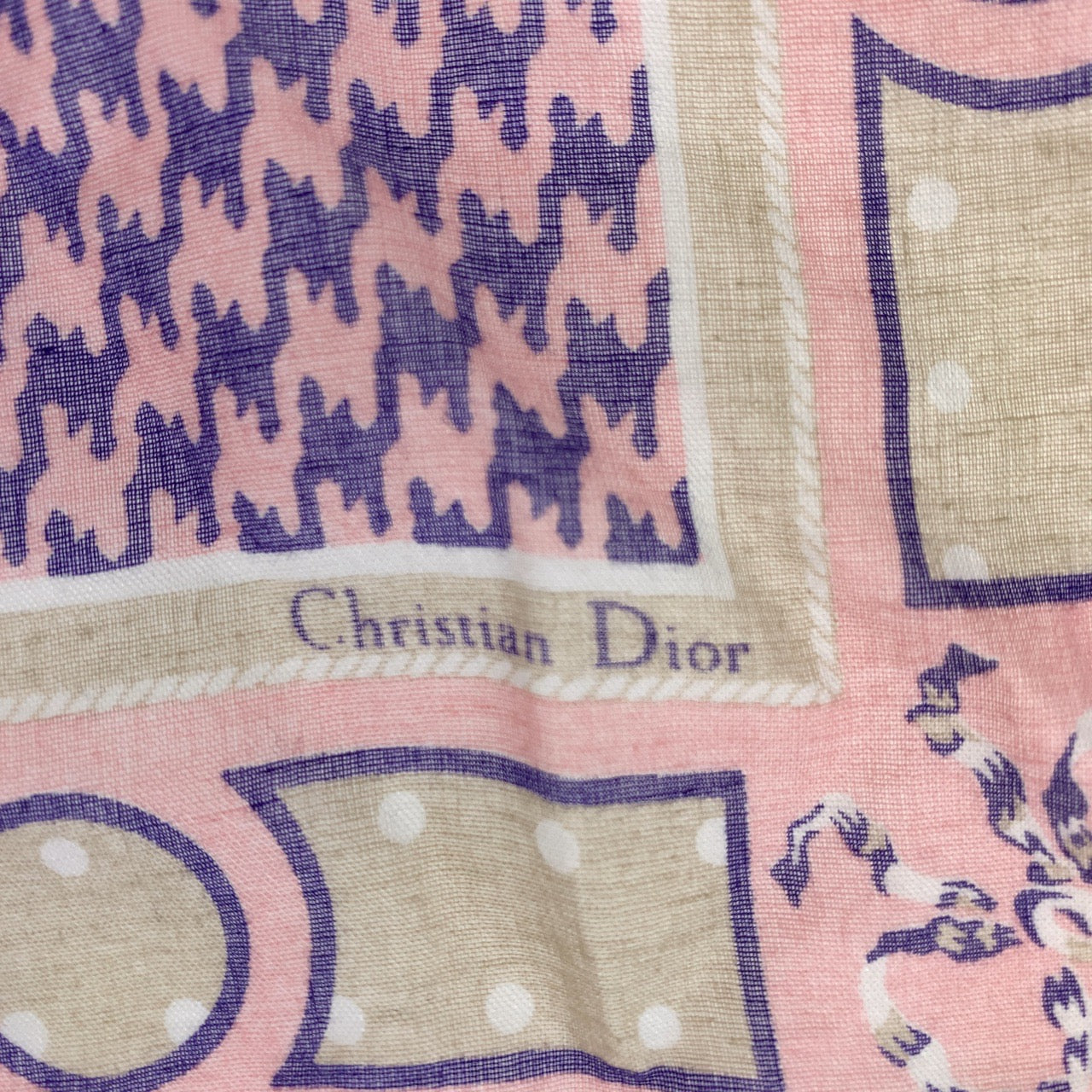 Christian Dior Silk Handkerchief Pink Blue 306441 in Very Good Condition