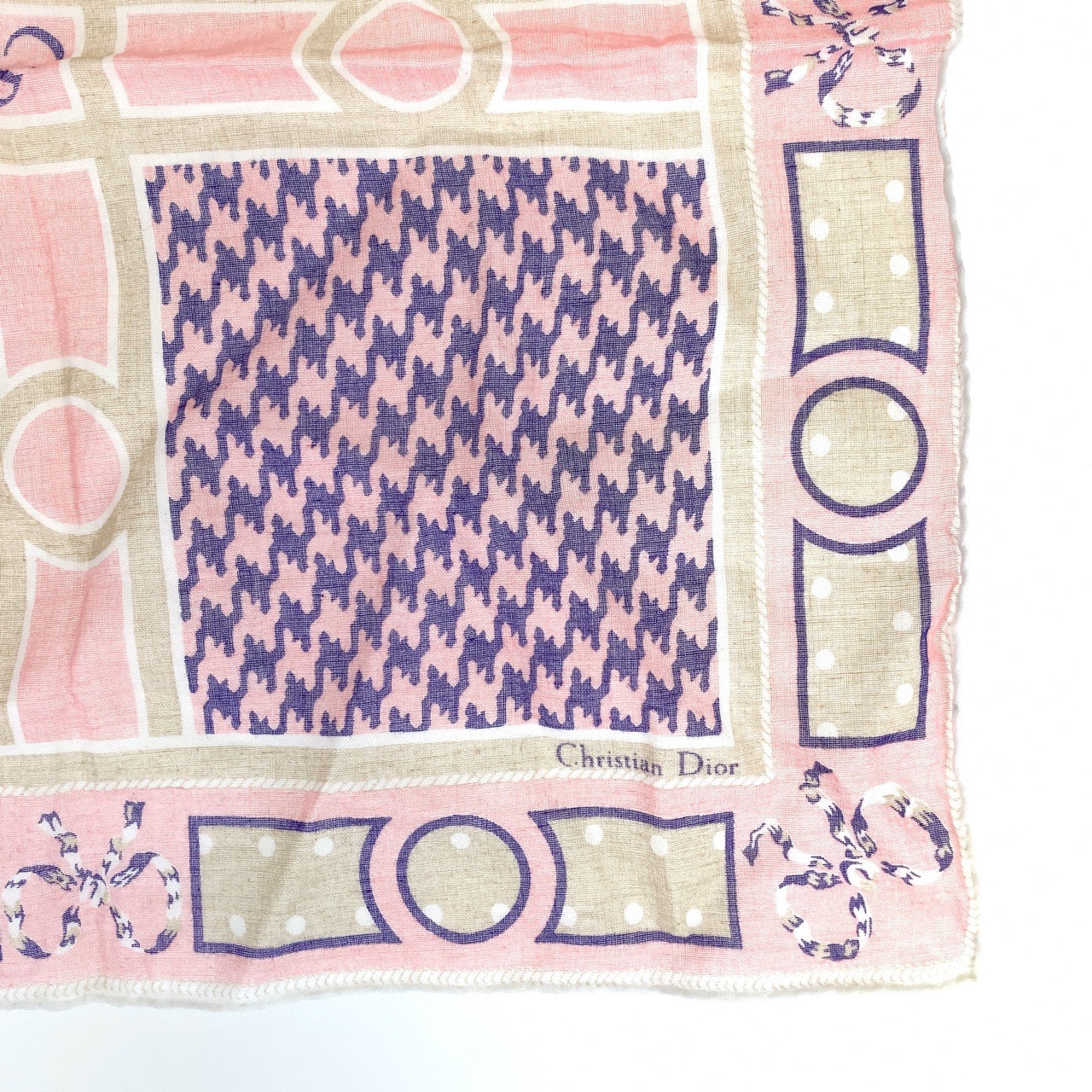 Christian Dior Silk Handkerchief Pink Blue 306441 in Very Good Condition