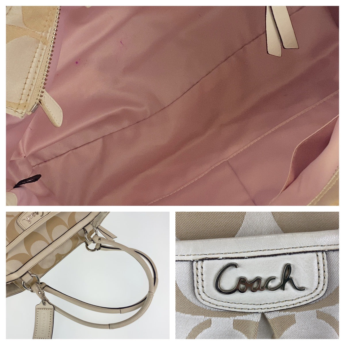 Coach Signature Canvas/Leather Handbag Tote 307313 in Very Good Condition