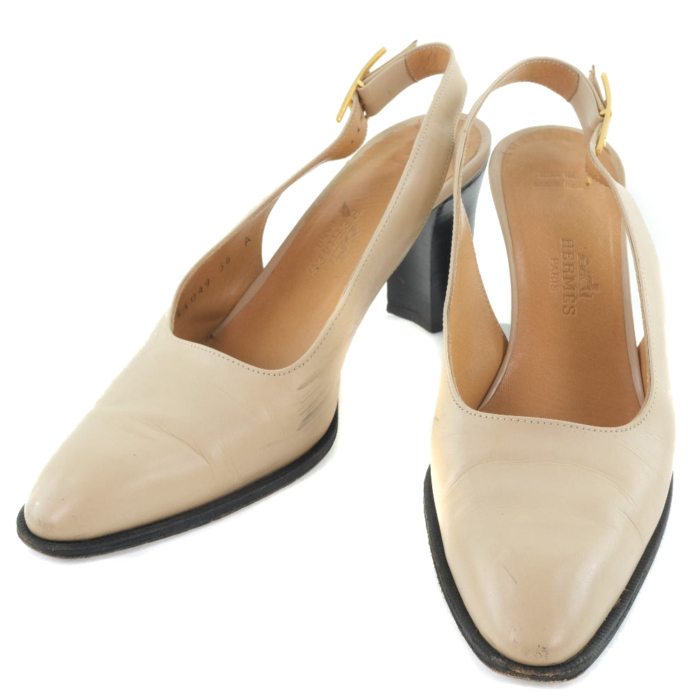 Hermes Beige Calf Leather Pumps