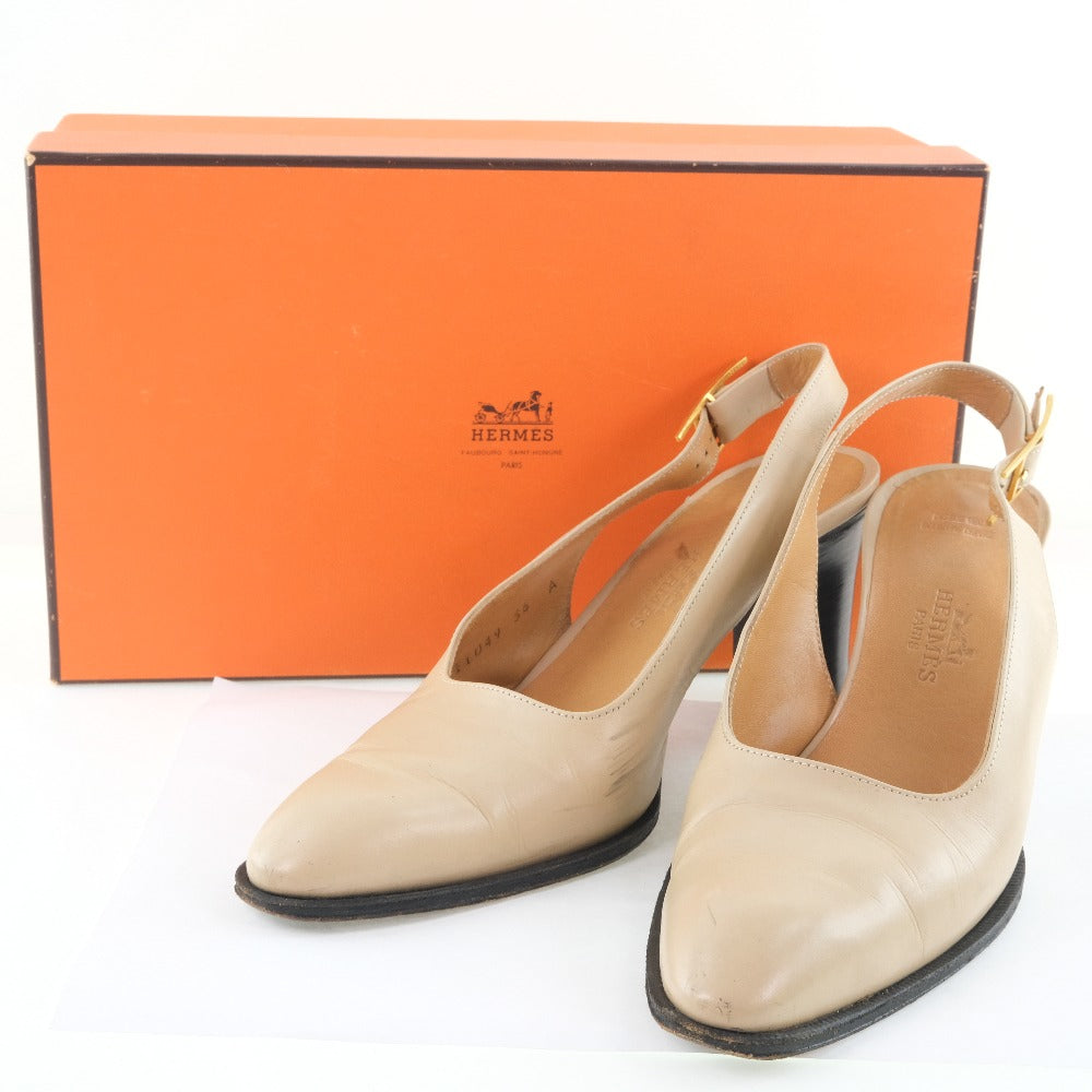 Hermes Beige Calf Leather Pumps