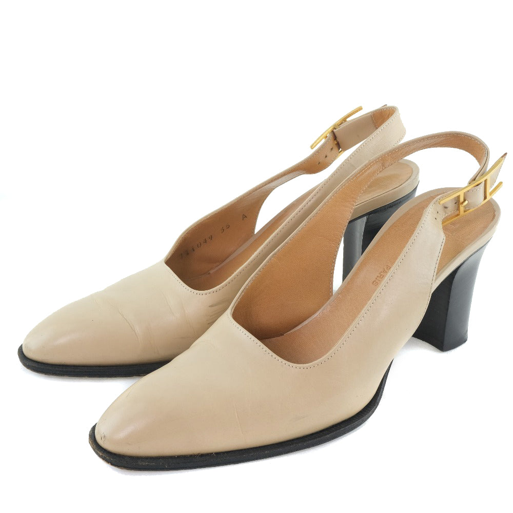 Hermes Beige Calf Leather Pumps