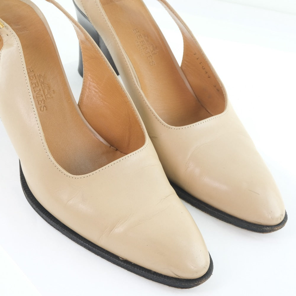 Hermes Beige Calf Leather Pumps