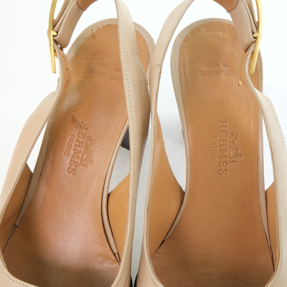 Hermes Beige Calf Leather Pumps