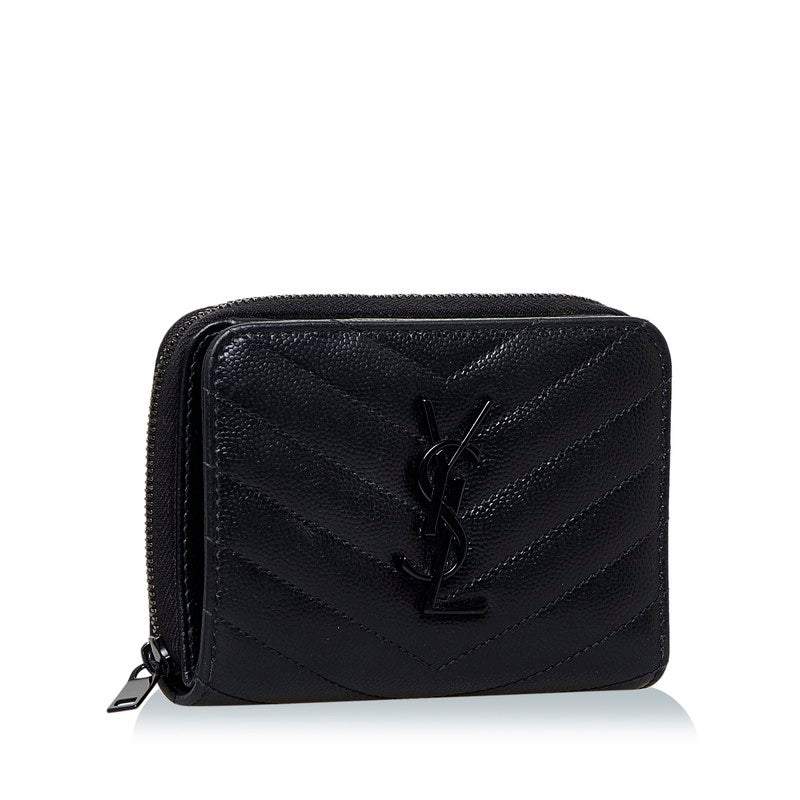 Quilted Leather Zip Around Wallet