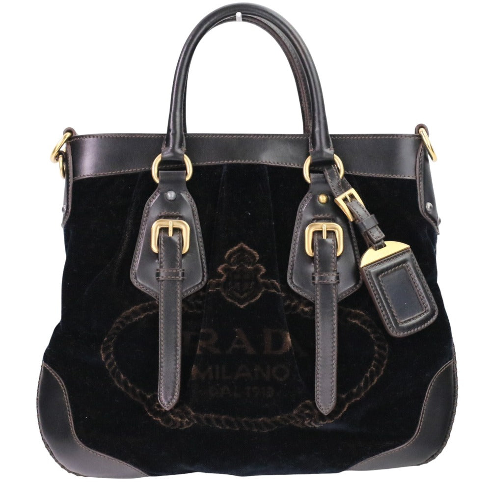 Prada Velvet Leather 2way Shoulder Handbag