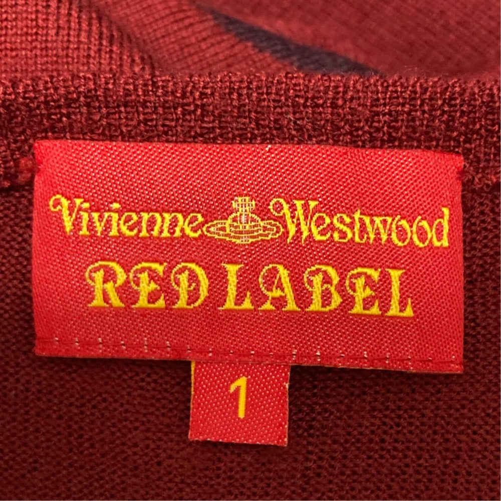 Westwood 　Vivienne やよーいどん RED Embroidery Orb Cardigan Knit Wool Label Red Westwood Vivienne LABEL トップス