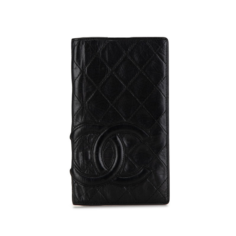 Chanel Matelasse Coco Mark Bifold Wallet Black Lambskin