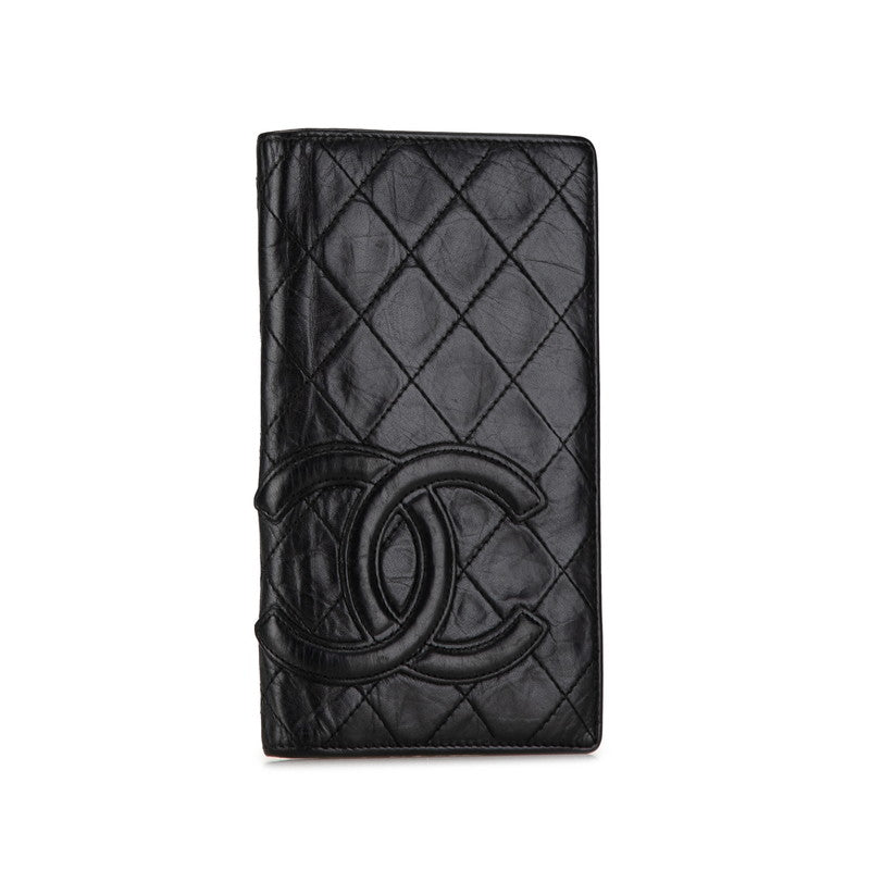 Chanel Matelasse Coco Mark Bifold Wallet Black Lambskin