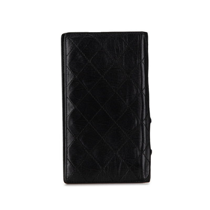 Chanel Matelasse Coco Mark Bifold Wallet Black Lambskin