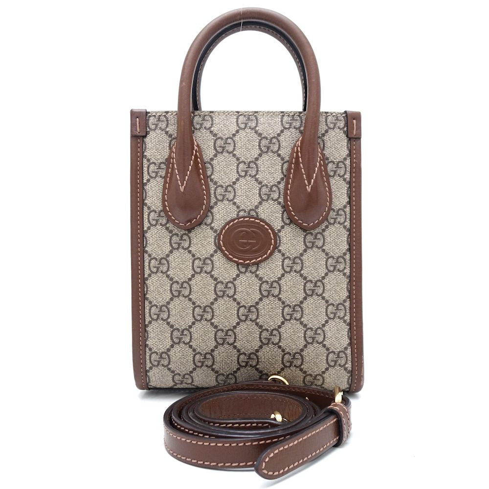 Gucci Interlocking G Mini Tote Bag GG Supreme Canvas Leather