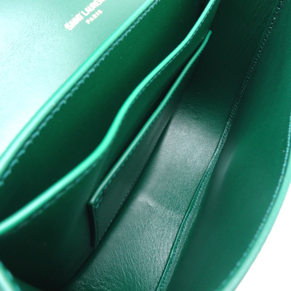 Saint Laurent Kaia Leather Shoulder Bag Green