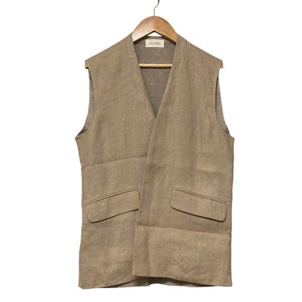 DES PRES Linen Fabric Combination Short Gilet