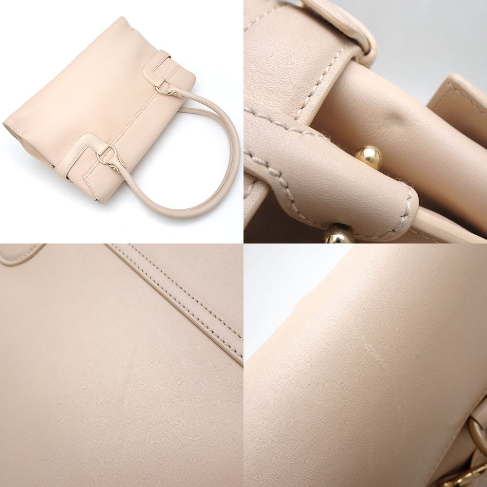 Salvatore Ferragamo Leather Gancini Tote Bag Beige