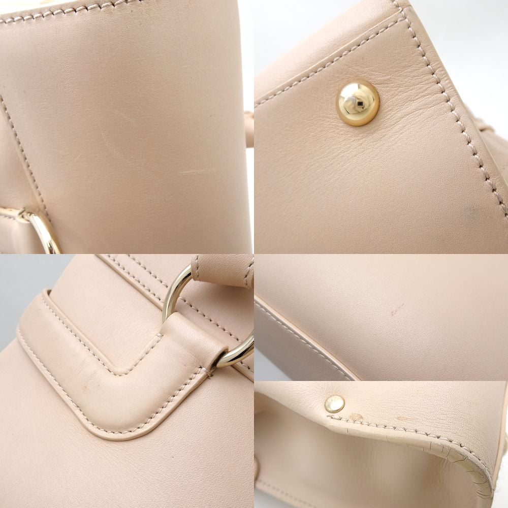 Salvatore Ferragamo Leather Gancini Tote Bag Beige