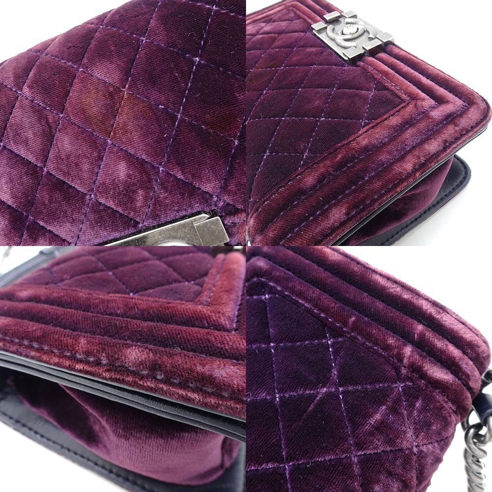 Chanel Boy Velour Shoulder Bag Bordeaux