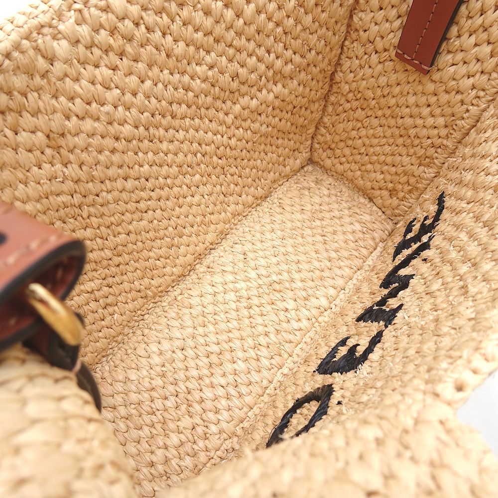 Loewe Raffia Leather Font Mini Tote Bag