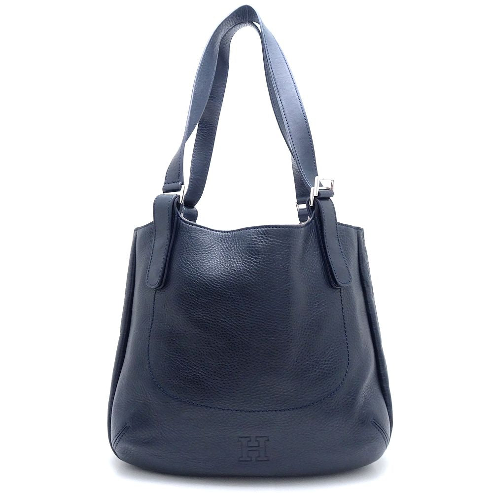 HIROFU Leather 2way Tote Bag Navy