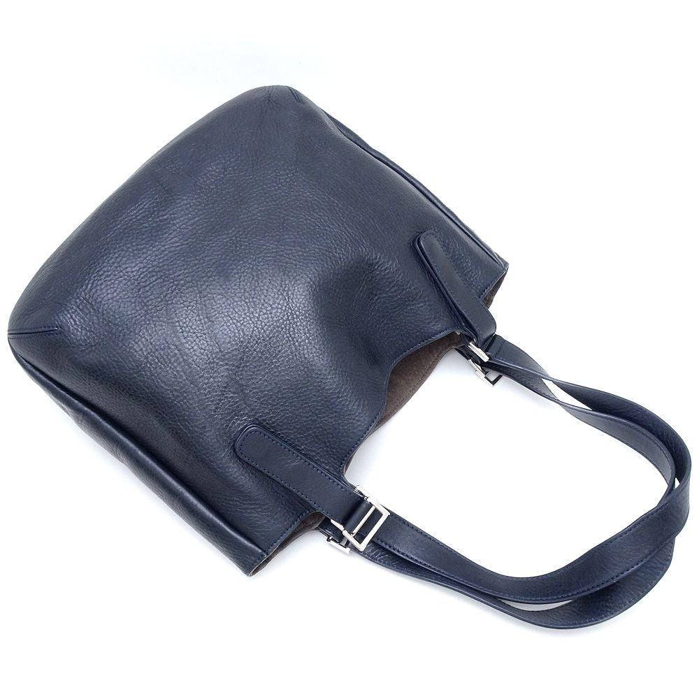 HIROFU Leather 2way Tote Bag Navy