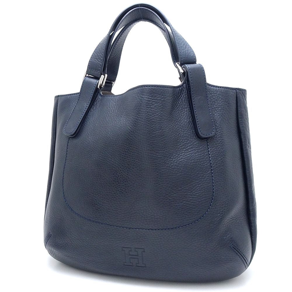 HIROFU Leather 2way Tote Bag Navy