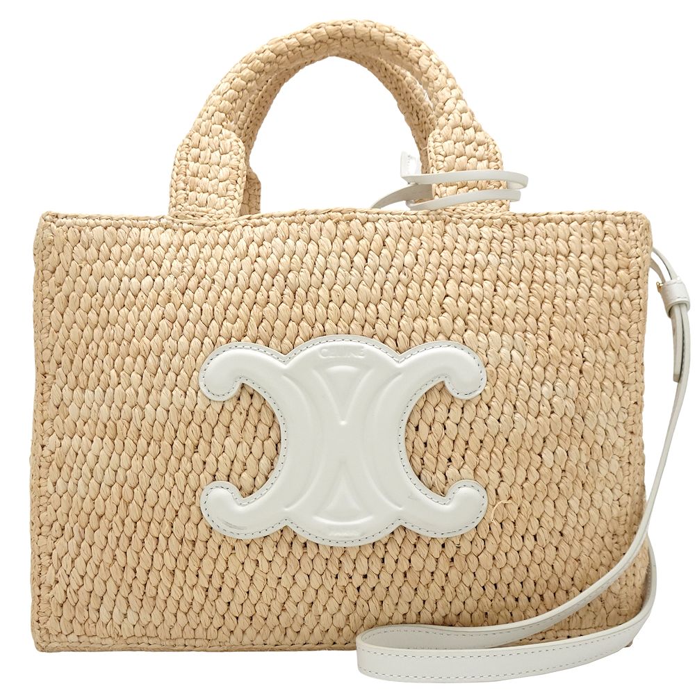 Celine Small Cabas Tie Raffia Calf Bag