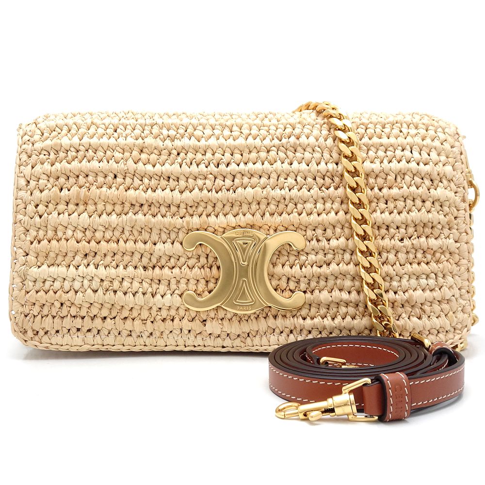 Celine Raffia Calf Multi Pochette Crossbody