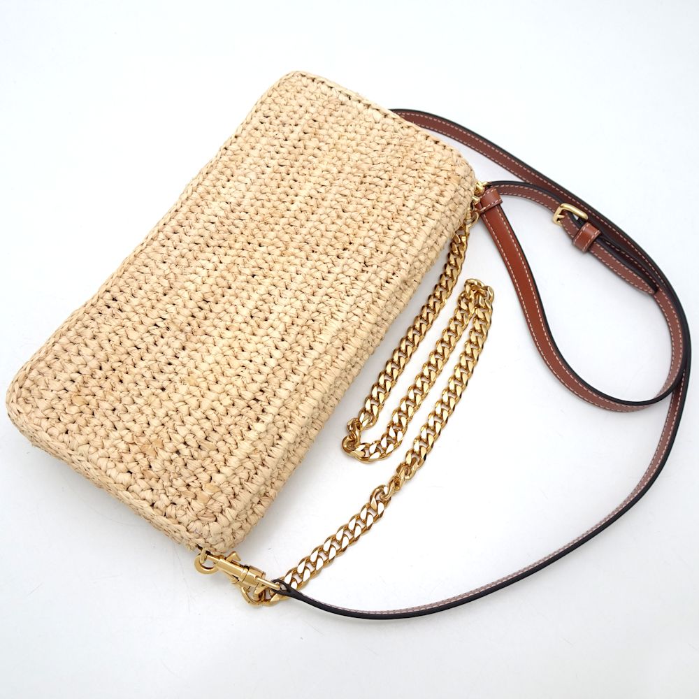 Celine Raffia Calf Multi Pochette Crossbody