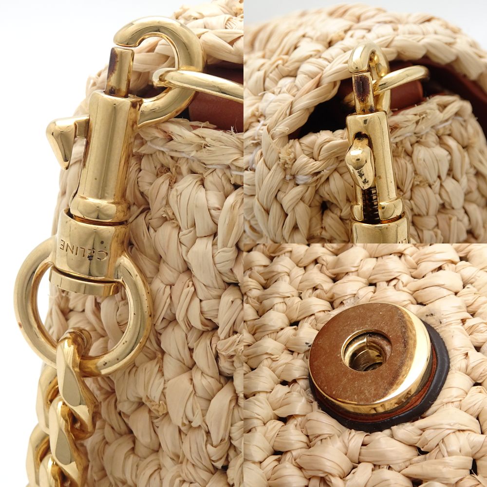 Celine Raffia Calf Multi Pochette Crossbody