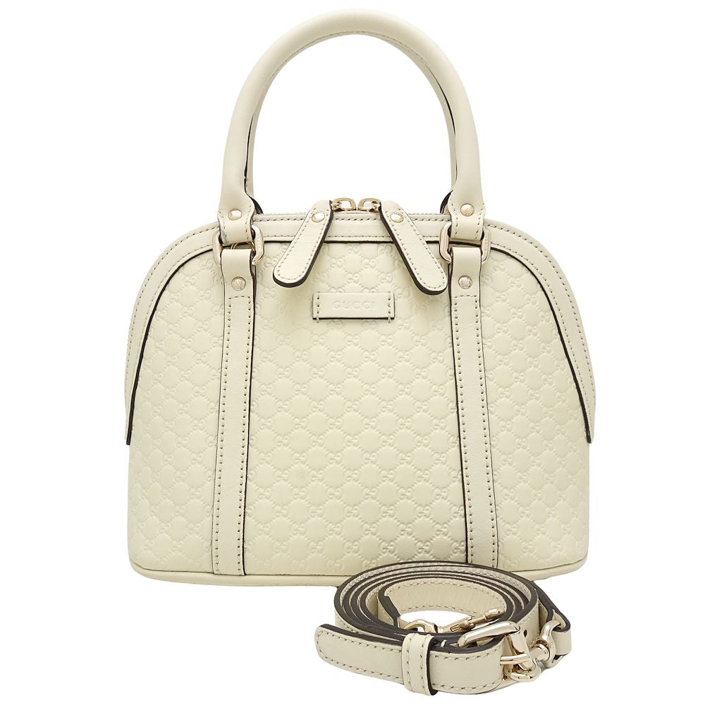 Gucci Leather 2Way Handbag Off-White