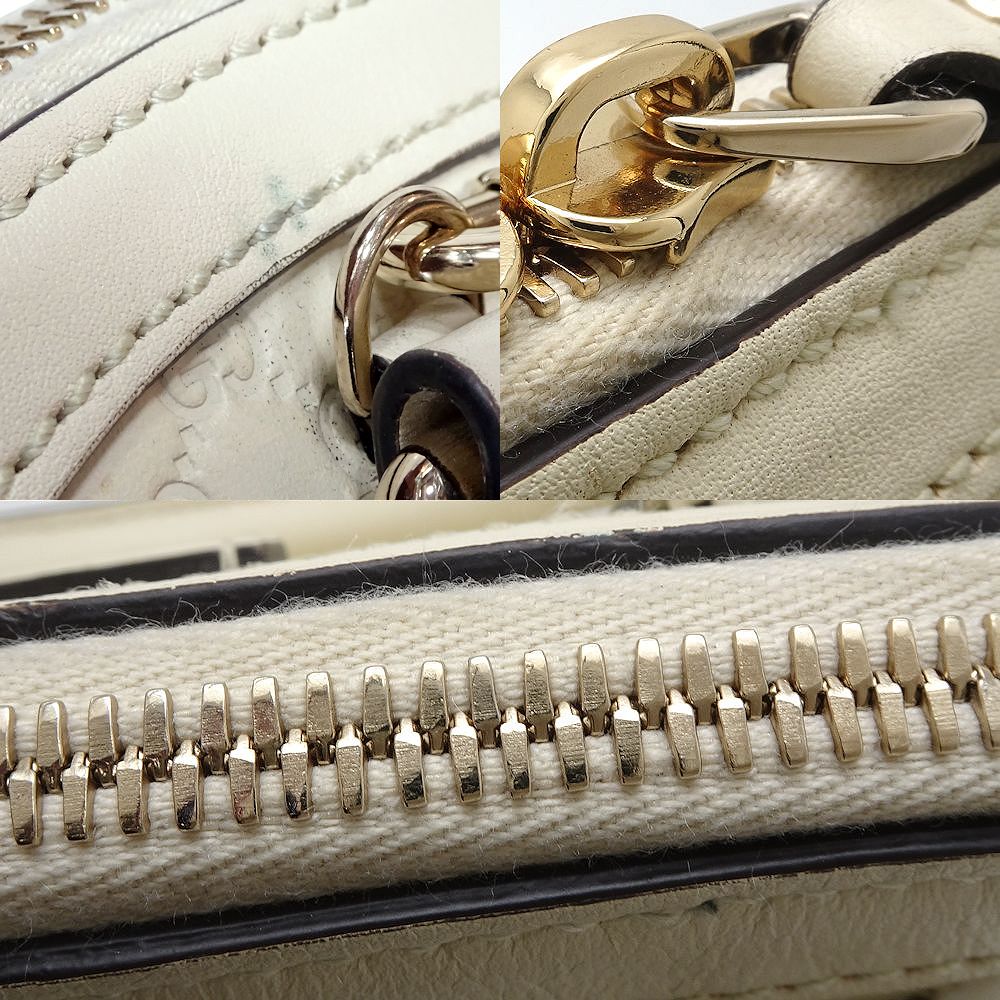 Gucci Leather 2Way Handbag Off-White