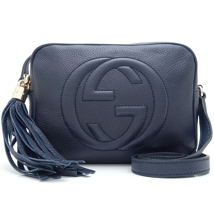 Gucci Small Disco Leather Shoulder Bag Navy